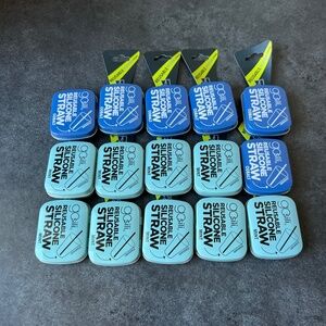 GoSili Reusable Silicone Straw in Travel Tin – Cobalt & Mint – Eco-Friendly & Co